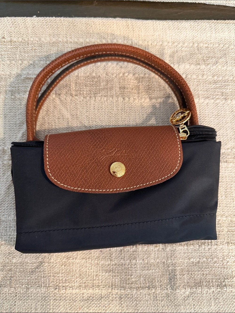 Longchamp Le Pliage Black and Brown Top-Handle Women’s Bag Small NWOT - Picture 4 of 10
